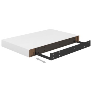 Raft de perete suspendat, alb extralucios, 40x23x3,8 cm, MDF - Img 6