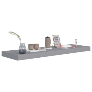 Raft de perete suspendat, gri, 80x23,5x3,8 cm, MDF - Img 3