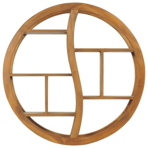 Raft de perete Yin Yang, 80 x 17,5 x 80 cm, lemn masiv de tec - Img 2