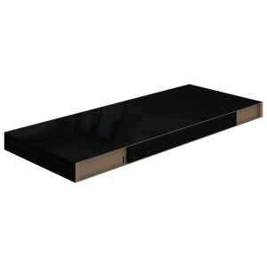 Raft perete suspendat, negru extralucios, 60x23,5x3,8 cm, MDF - Img 5