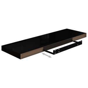 Raft perete suspendat, negru extralucios, 80x23,5x3,8 cm, MDF - Img 6