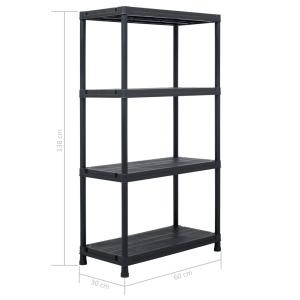 Rafturi de depozitare, 2 buc. negru, 60 x 30 x 138 cm plastic - Img 9