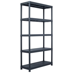 Rafturi de depozitare 2 buc. negru 80x40x180 cm plastic 250 kg - Img 2