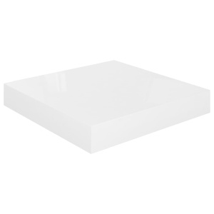 Rafturi de perete, 2 buc., alb extralucios, 23x23,5x3,8 cm, MDF - Img 4
