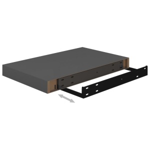 Rafturi de perete, 2 buc., gri extralucios, 40x23x3,8 cm, MDF - Img 7
