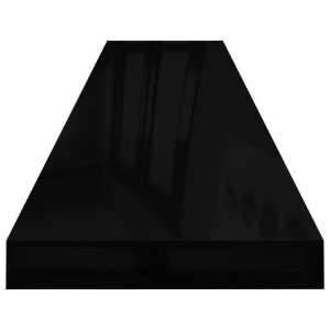 Rafturi de perete, 2 buc. negru extralucios 120x23,5x3,8 cm MDF - Img 5