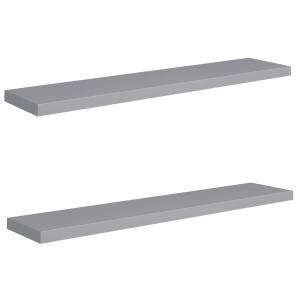 Rafturi de perete suspendate, 2 buc., gri, 120x23,5x3,8 cm, MDF - Img 2