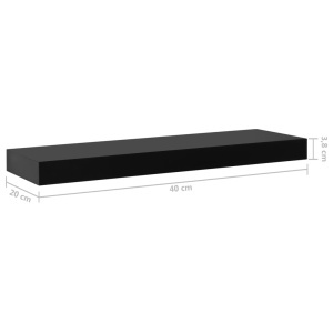 Rafturi de perete suspendate, 2 buc., negru, 40 x 20 x 3,8 cm - Img 5