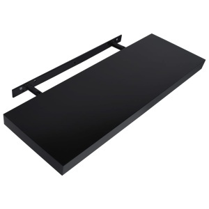 Rafturi de perete suspendate, 2 buc., negru, 80x20x3,8 cm - Img 4