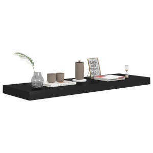 Rafturi de perete suspendate 2 buc., negru, 80x23,5x3,8 cm, MDF - Img 3