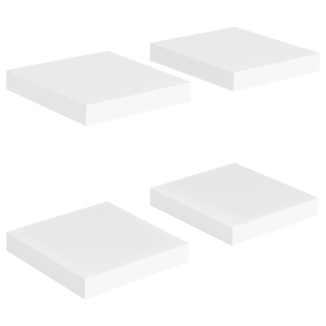 Rafturi de perete suspendate, 4 buc., alb, 23x23,5x3,8 cm, MDF - Img 2