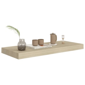 Rafturi de perete suspendate, 4 buc., stejar 60x23,5x3,8 cm MDF - Img 3