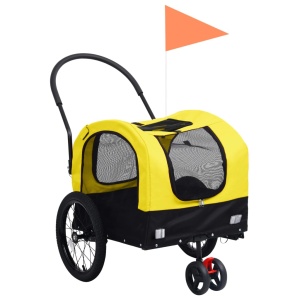 Remorcă bicicletă &amp; cărucior 2-in-1 animale, galben și negru
