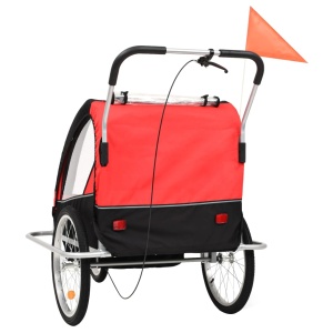 Remorcă bicicletă &amp; cărucior copii 2-in-1, negru și roșu - Img 4