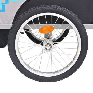 Remorcă de bicicletă pentru copii, gri și albastru, 30 kg - Img 6
