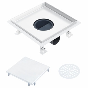 Rigolă de duș capac plat gresie 2-in-1 20x20 cm oțel inoxidabil - Img 5