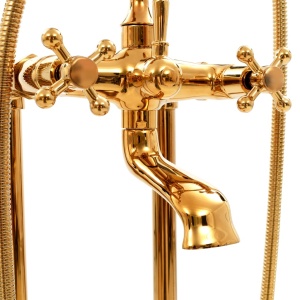 Robinet de cadă independent, auriu, 99,5 cm, oțel inoxidabil - Img 4