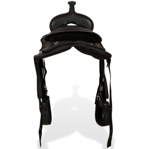 Șa Western, căpăstru &amp; pieptar, piele naturală, 12", negru - Img 6
