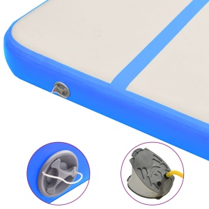 Saltea gimnastică gonflabilă cu pompă albastru 800x100x15cm PVC - Img 6