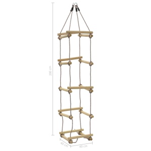 Scară din frânghie pentru copii, 200 cm, lemn - Img 6