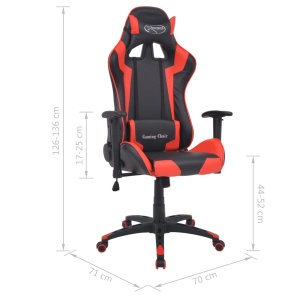 Scaun birou rabatabil, design racing, piele artificială, roșu - Img 5