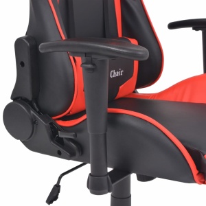 Scaun birou rabatabil, design racing, piele artificială, roșu - Img 4