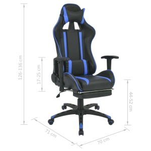 Scaun birou rabatabil, design racing, suport picioare, albastru - Img 6