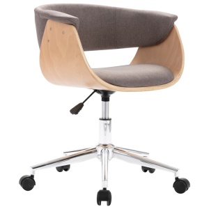 Scaun de birou pivotant, gri taupe, lemn curbat și textil - Img 2