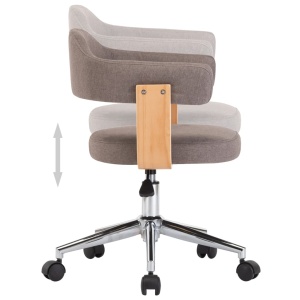 Scaun de birou pivotant, gri taupe, lemn curbat și textil - Img 4