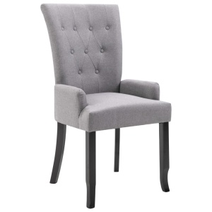 Scaun de bucătărie cu brațe, gri deschis, material textil - Img 2