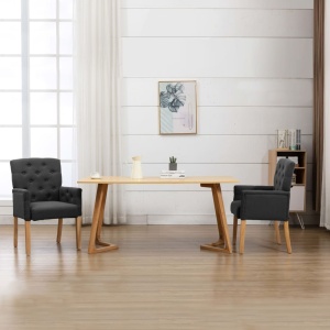 Scaun de bucătărie cu cotiere, gri, material textil
