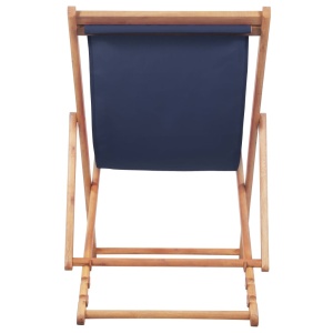 Scaun de plajă pliabil, albastru, textil și cadru din lemn - Img 4