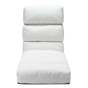 Scaun de podea pliabil, alb, piele ecologică - Img 2