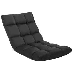 Scaun de podea pliabil, negru, microfibră - Img 2