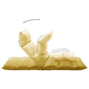 Scaun de podea pliant, galben muștar, material textil - Img 5