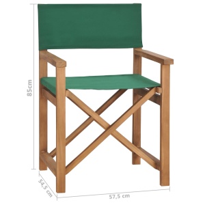 Scaun de regizor, verde, lemn masiv de tec - Img 7