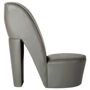 Scaun, design toc inalt, gri, piele ecologică - Img 2