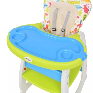 Scaun inalt convertibil 3-in-1 cu masă, albastru și verde - Img 6