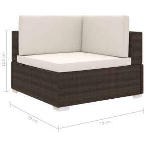 Scaun modular de colț, 1 buc., maro, poliratan, cu perne - Img 8