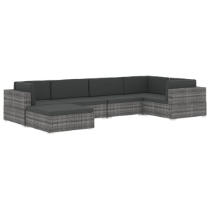 Scaun modular de colț, 1 buc., negru, poliratan, cu perne - Img 12