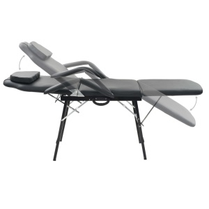 Scaun tratament facial, inlocuitor piele, 185x78x76 cm, negru - Img 3