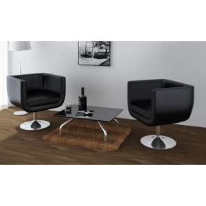 Scaune de bar, 2 buc., piele artificială, negru - Img 2