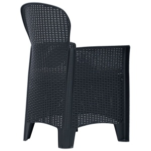 Scaune de grădină cu perne 2 buc. antracit plastic aspect ratan - Img 3