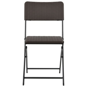 Scaune de grădină pliabile, 4 buc., maro, HDPE și oțel - Img 4