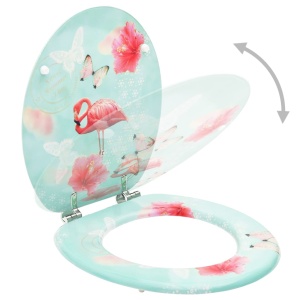 Scaune WC cu capac, 2 buc., MDF, model flamingo - Img 2