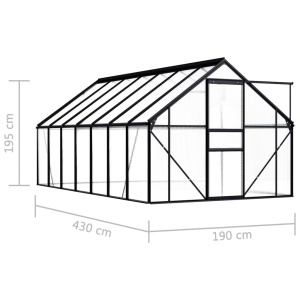 Seră, antracit, 8,17 m², aluminiu - Img 5