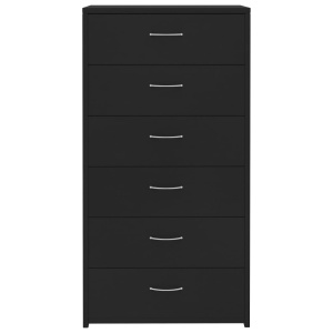 Servantă cu 6 sertare, negru, 50 x 34 x 96 cm, PAL - Img 4