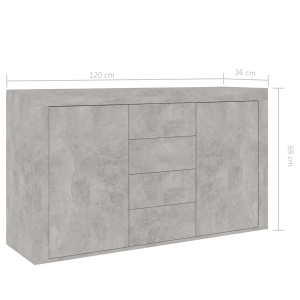 Servantă, gri beton, 120 x 36 x 69 cm, PAL - Img 7