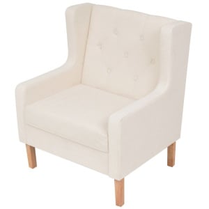 Set canapea, 2 piese, textil, Alb crem - Img 6