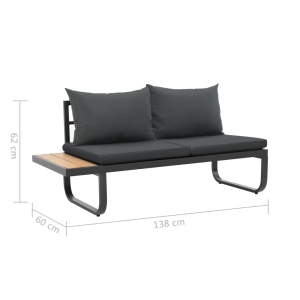 Set canapea de grădină colțar cu perne, 2 piese, aluminiu, WPC - Img 10